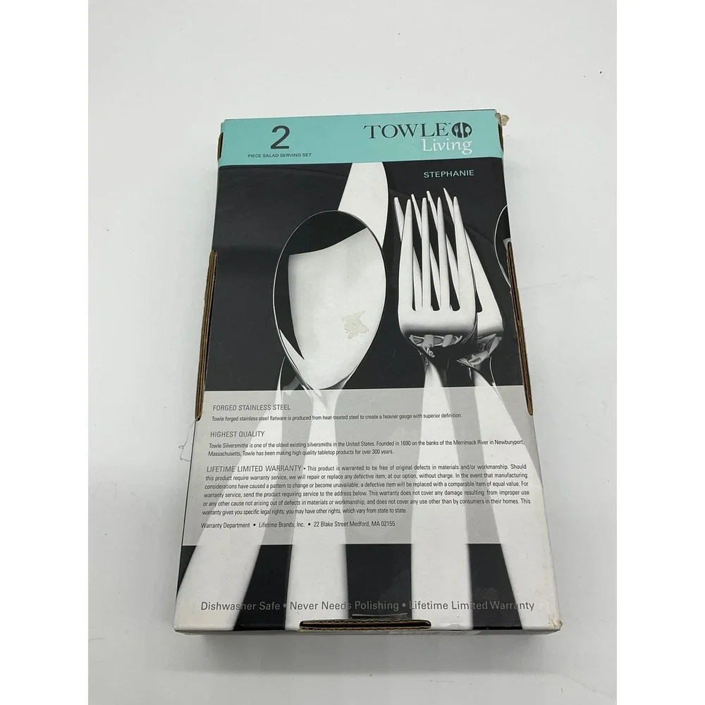 Towle Living Stephanie Salad Serving Set 2pc Silver Forged Stainless Steel New